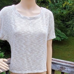 S.O.Y Knit Top Gold/Cream Short Sleeve Detail Back